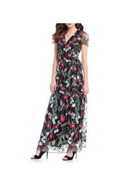 EVA BY EVA FRANCO Embroidered Floral  Maxi Wrap Dress size 14